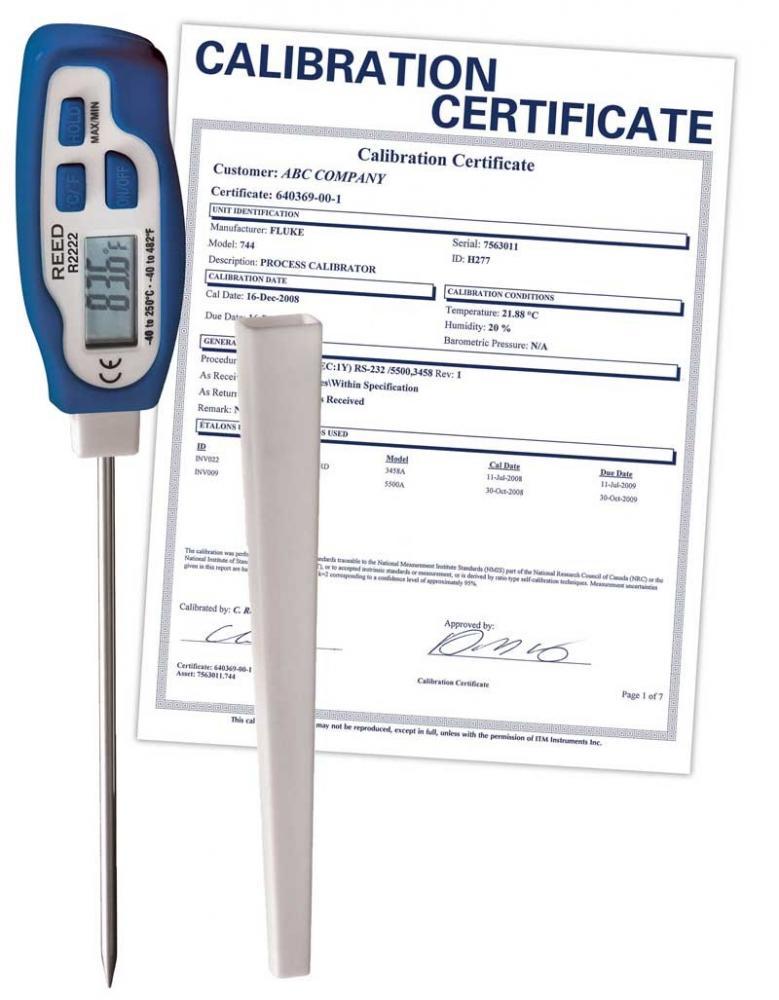 REED R2222-NIST Thermomètre numérique à tige avec certificat d&#39;étalonnage N