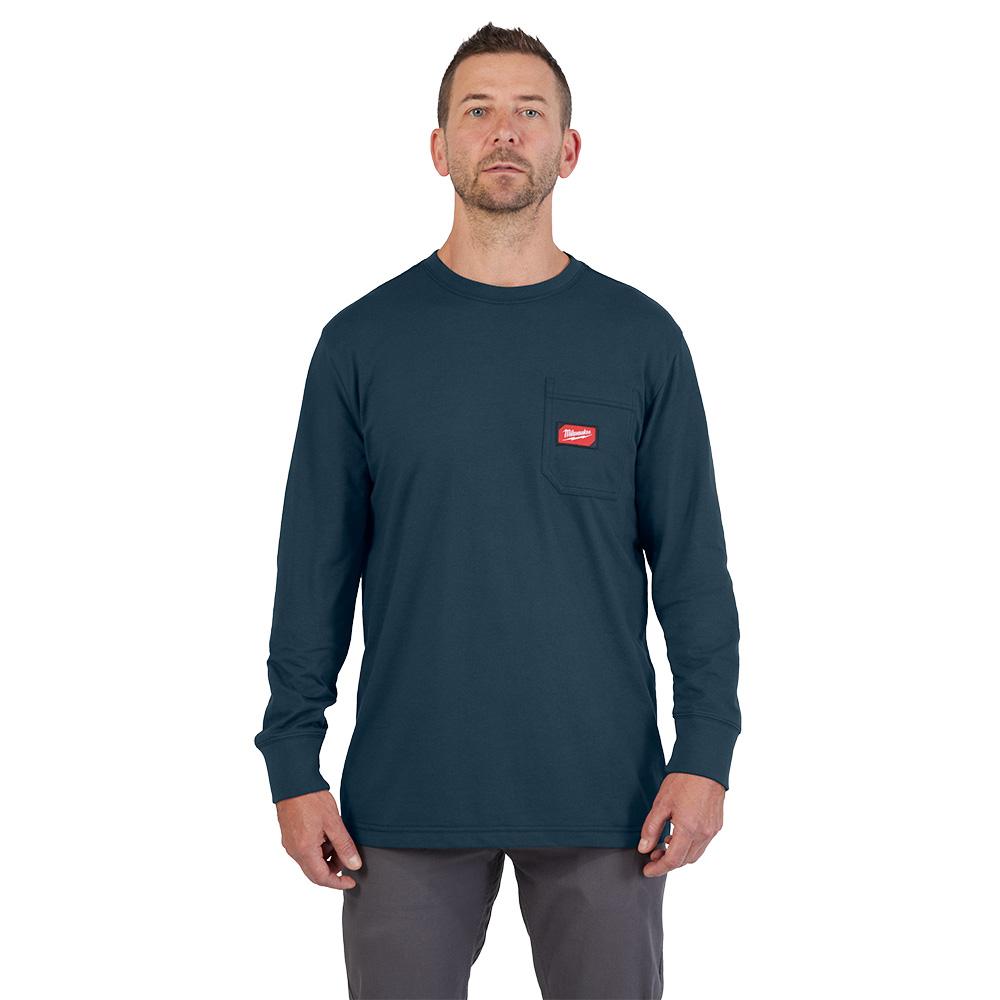 GRIDIRON™ T-Shirt à poche - Manches longues Bleu 3X