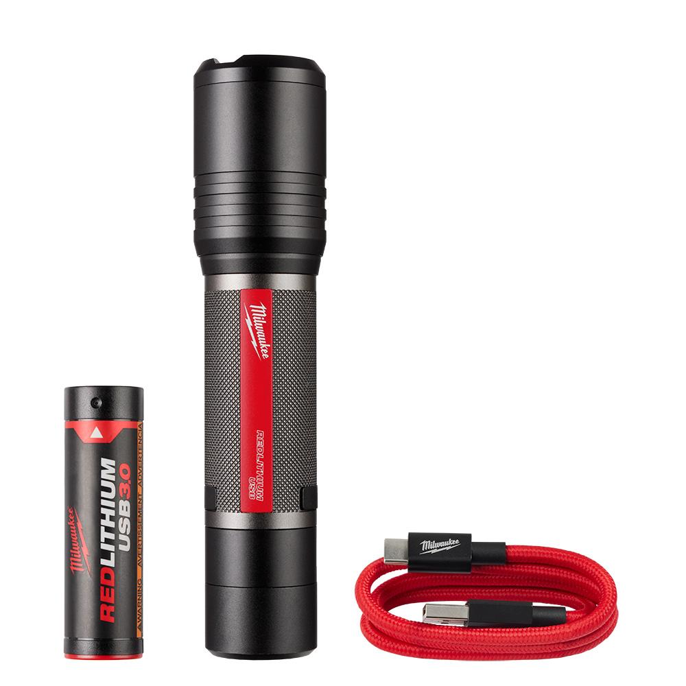 LAMPE TORCHE RL USB DE 2000 LM AVEC FOCALISATION PAR GLISSIÈRE