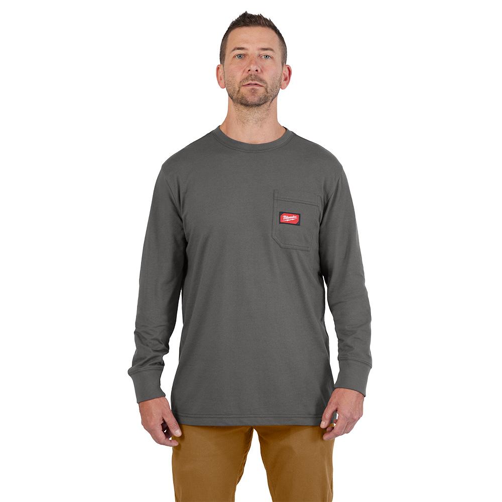 GRIDIRON™ T-Shirt à poche - Gris à manches longues M