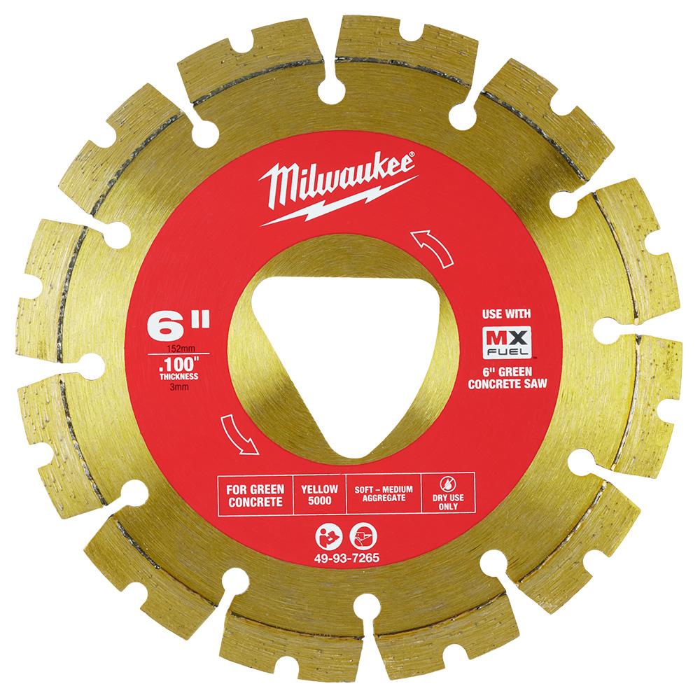 Lame diamantée jaune 6&#34; x .100&#34; pour le béton vert