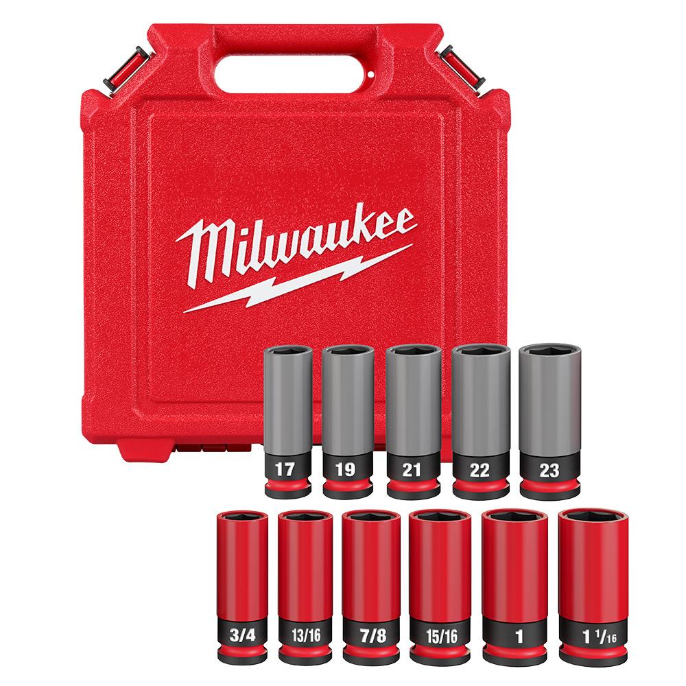 Ensemble de 11 douilles pour écrous de roue SAE et métriques pour clé à cliquet de 1/2 po