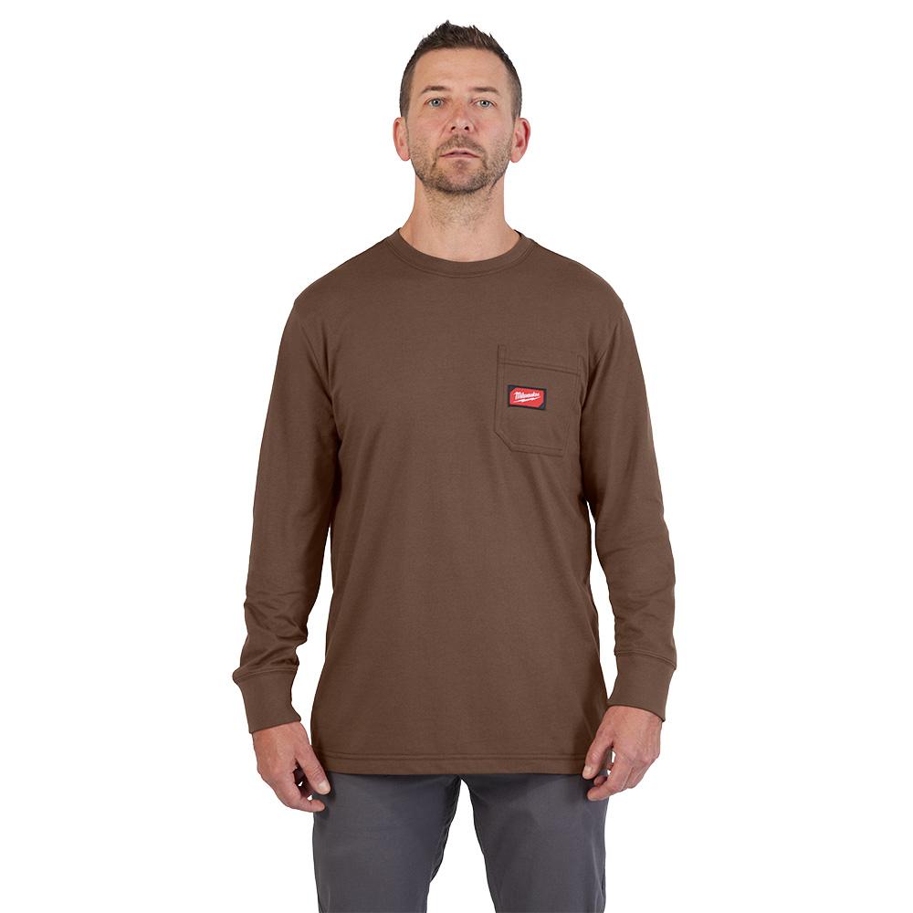 GRIDIRON™ T-Shirt à poche - Manches longues Marron S