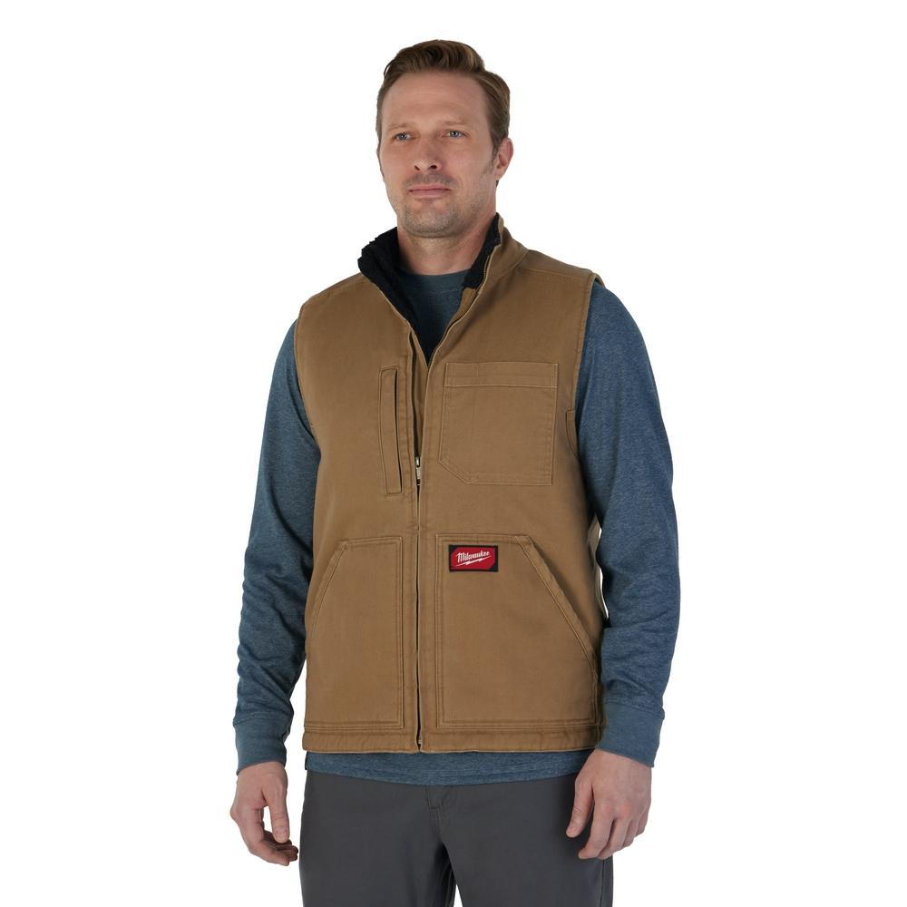Veste sans manches robuste doublée de Sherpa pour hommes, TTTG, brune