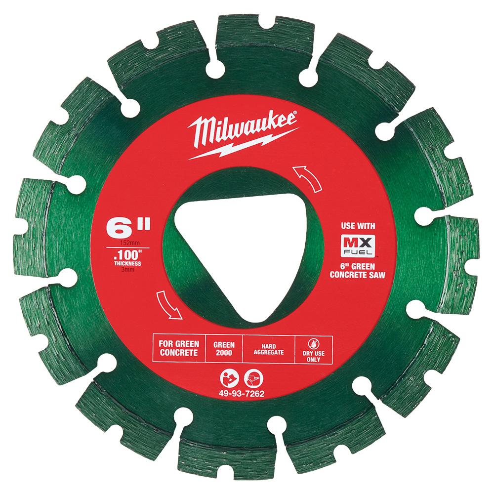 Lame diamantée verte 6&#34; x .100&#34; pour béton vert