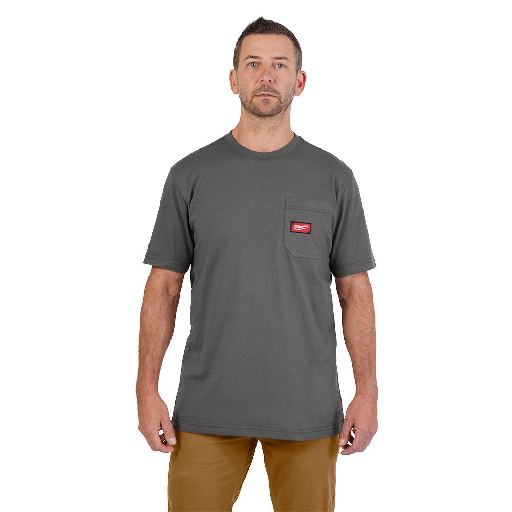 GRIDIRON™ T-Shirt à poche - Gris à manches courtes 3X