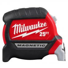 Milwaukee 48-22-0327 - Ruban à mesurer magnétique compact à lame large de 25 pieds pour électricien