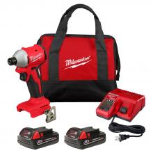 Milwaukee 3650-22CT - Ensemble de visseuse à percussion à prise hexagonale sans balais compacte de 1/4 pouce M18MC