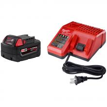 Milwaukee 48-59-1850 - Kit de démarrage M18 18V Lithium-Ion à capacité étendue (XC) 5,0 Ah REDLITHIUM pour batterie et char