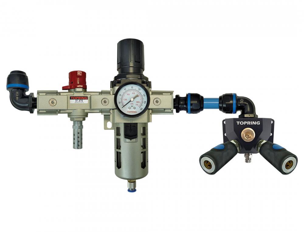 Unité combinée FR avec distributeur et 2 raccords en composite 1/4 industriel pour 25 mm S08
