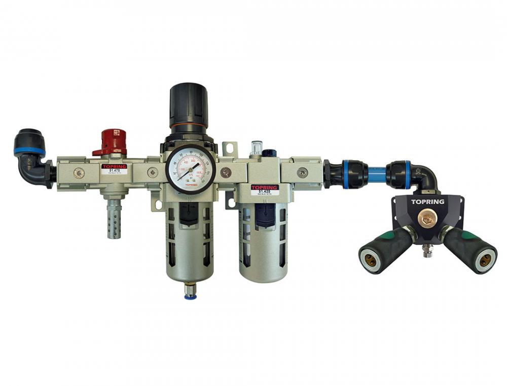 Unité combinée FRL avec distributeur et 2 raccords en composite Ultraflo pour 25 mm S08