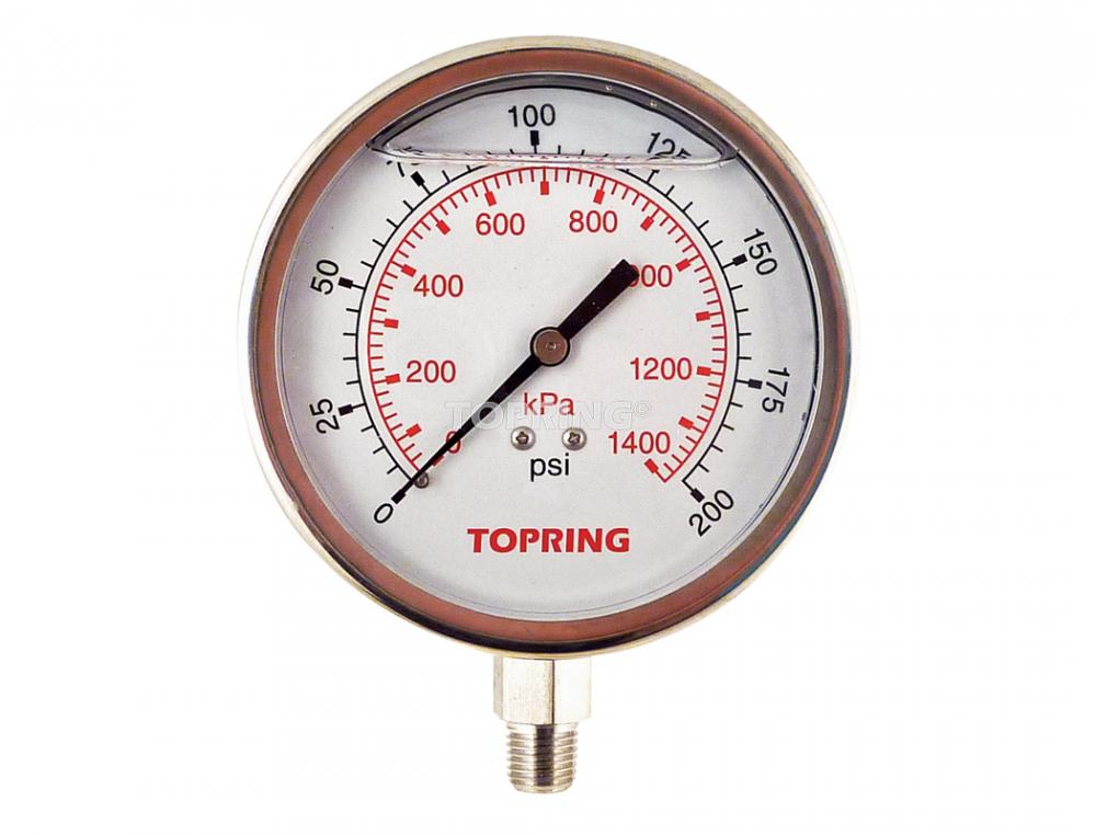 Manomètre gly. 4&#34; - 1/4NPT LM 0-200 inox