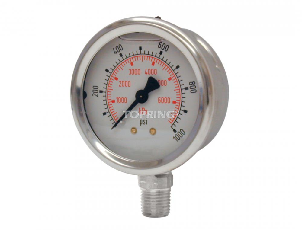 Manomètre gly. 4&#34; - 1/4NPT LM 0-1000 inox