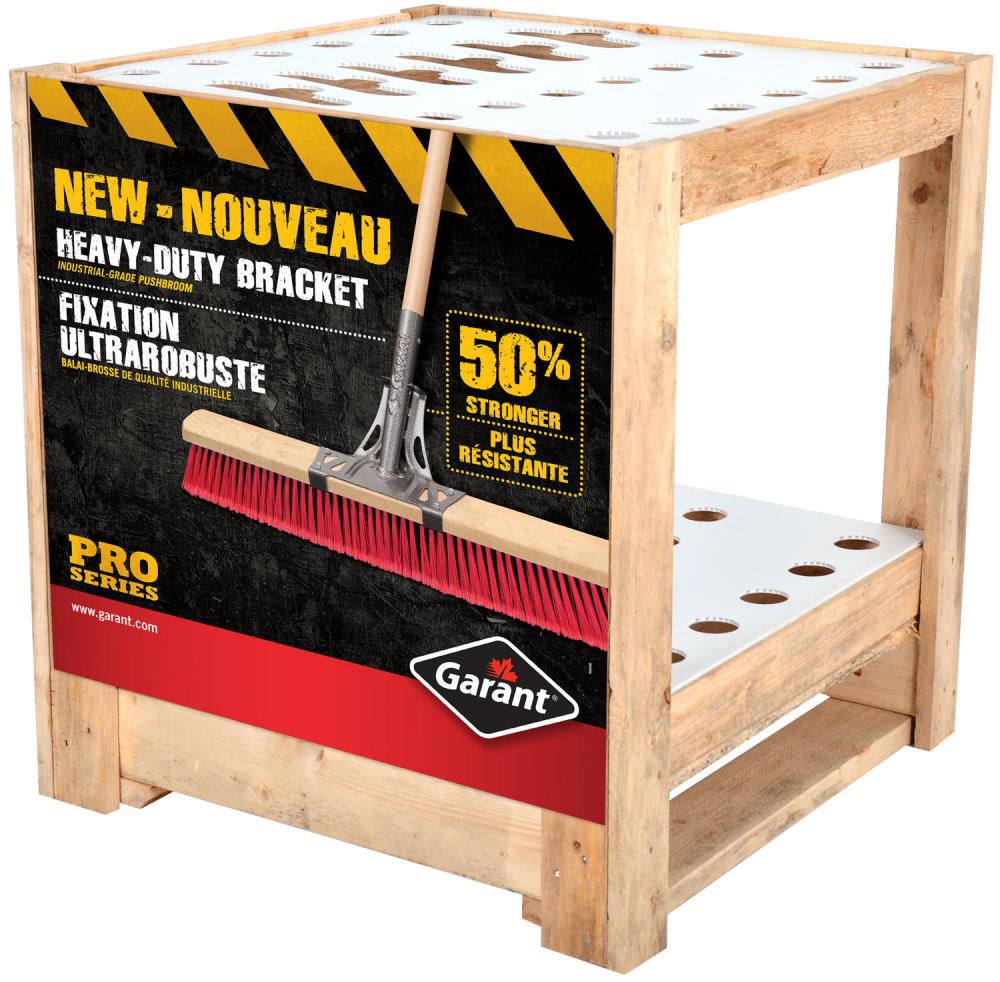 Display in wood, 24&#34; x 24&#34; for push brooms and long handle tools, 24 holes