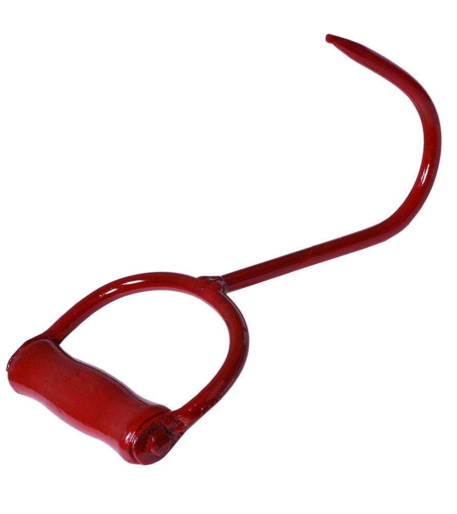 Hay hook, forged, wood hand grip