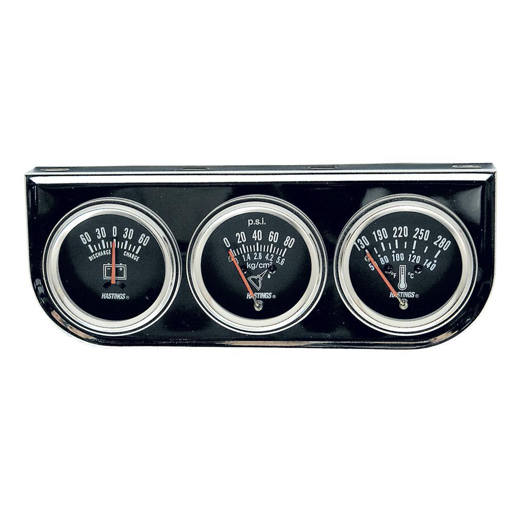 Chrome Series Triple Ammeter, Oil Pressure and Water Temperature Gauge Kit