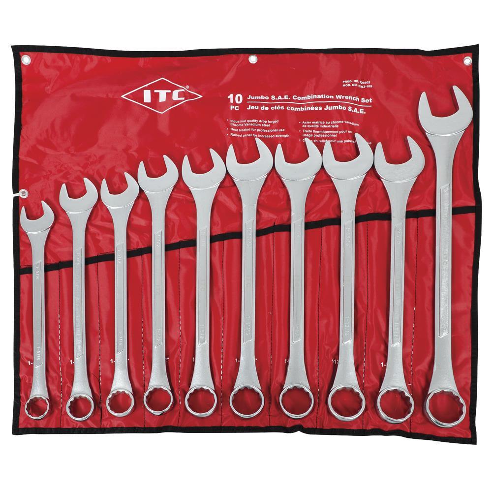 10 PC Jumbo SAE Combination Wrench Set