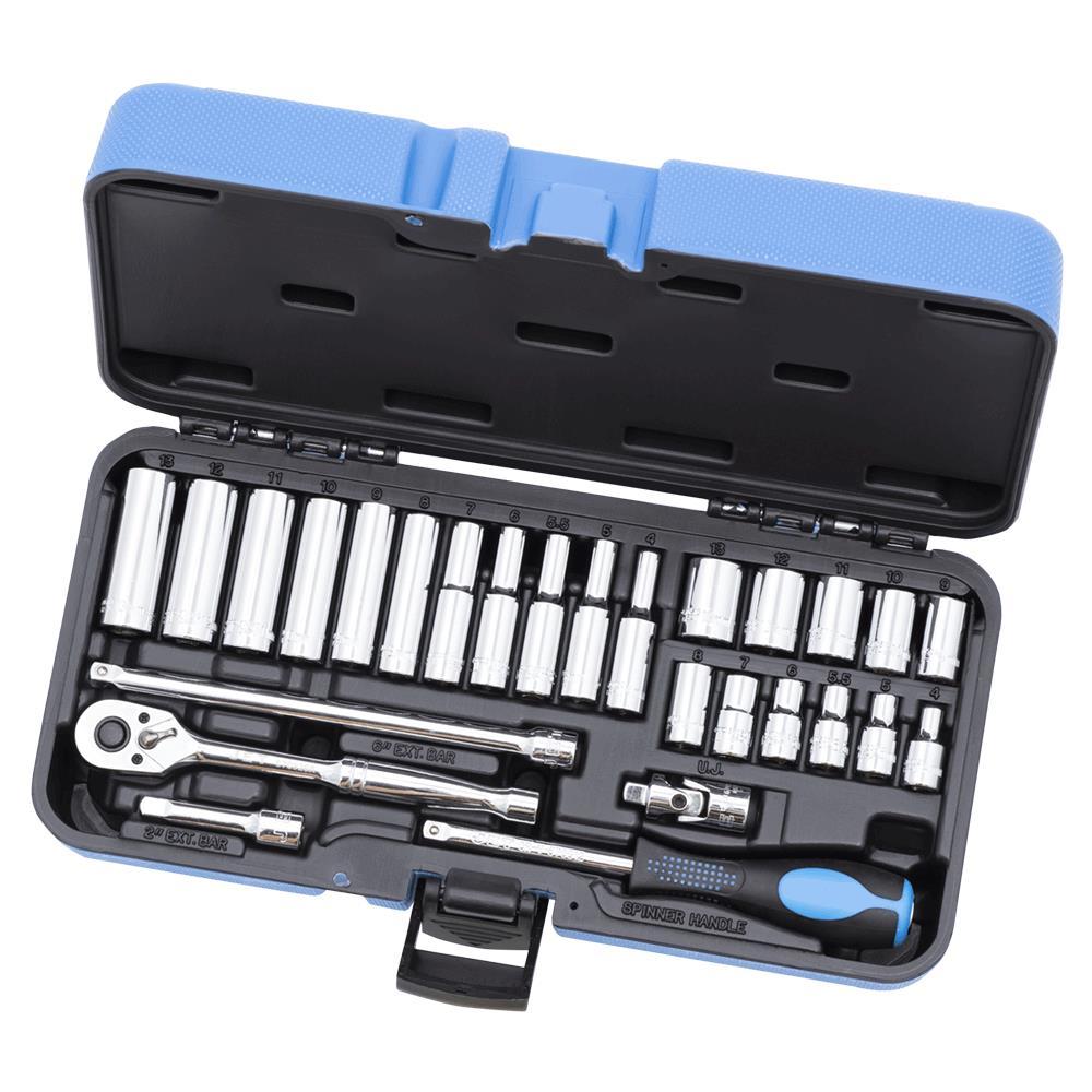 28 PC 1/4&#34; DR Metric Socket Set -12 Point