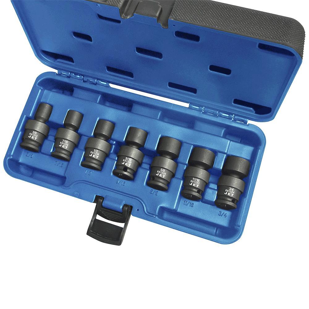 7 PC 3/8&#34; DR SAE Universal Impact Socket Set - 6 Point