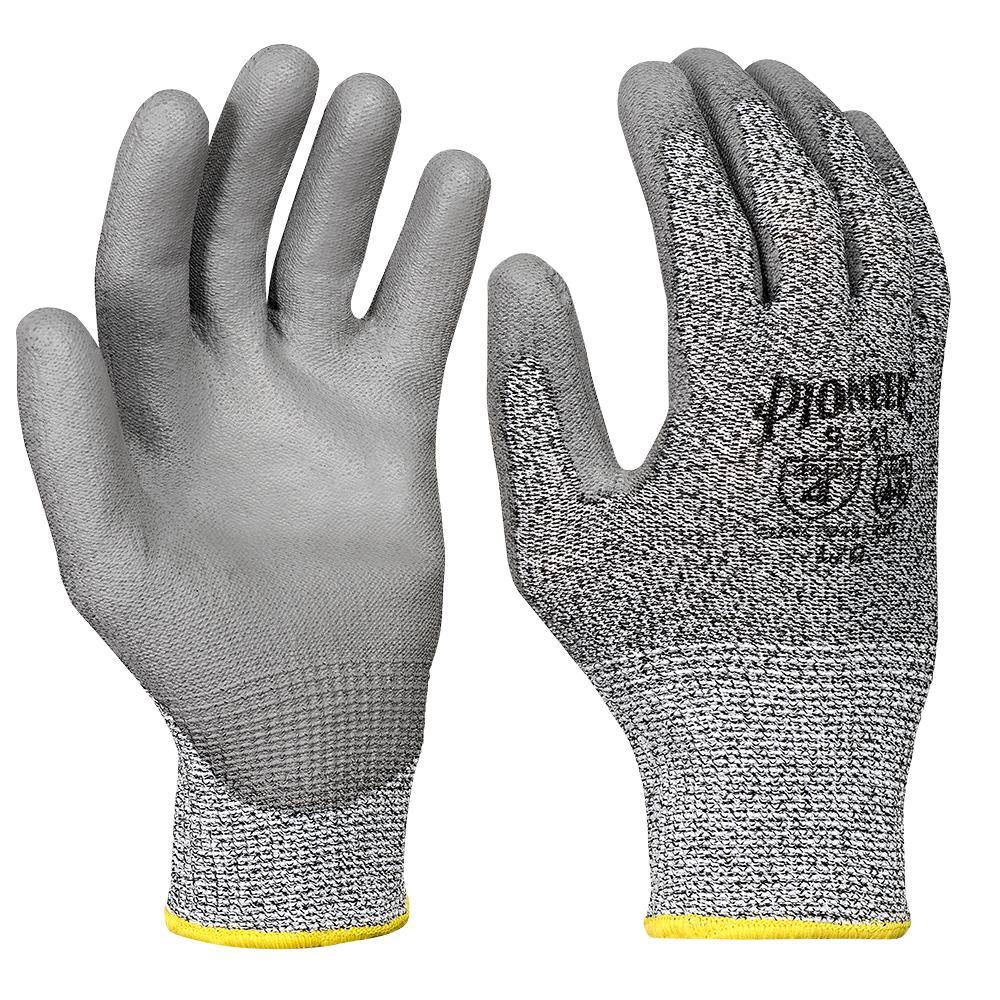 Cut-Resistant Gloves (Pair) with Grey PU Coating - Level A4 - S
