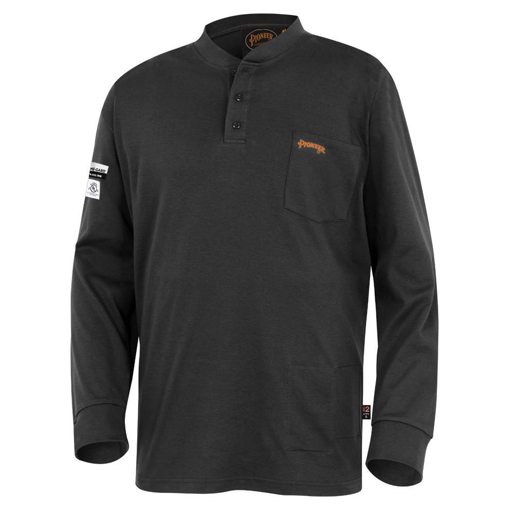 100% Cotton FR Interlock 7 oz. Henley Shirt - Black - S