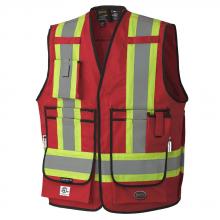 Pioneer V2540740-L - Red Hi-Viz FR-Tech® 88/12 FR/Arc Rated Surveyor's Safety Vests 7oz - L
